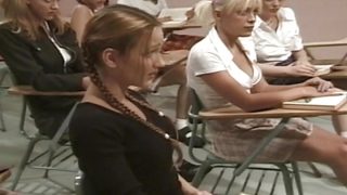 The classroom is the best place for a hot French lesbo orgy